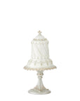 Glittered White Resin Cake on Silver Stand
