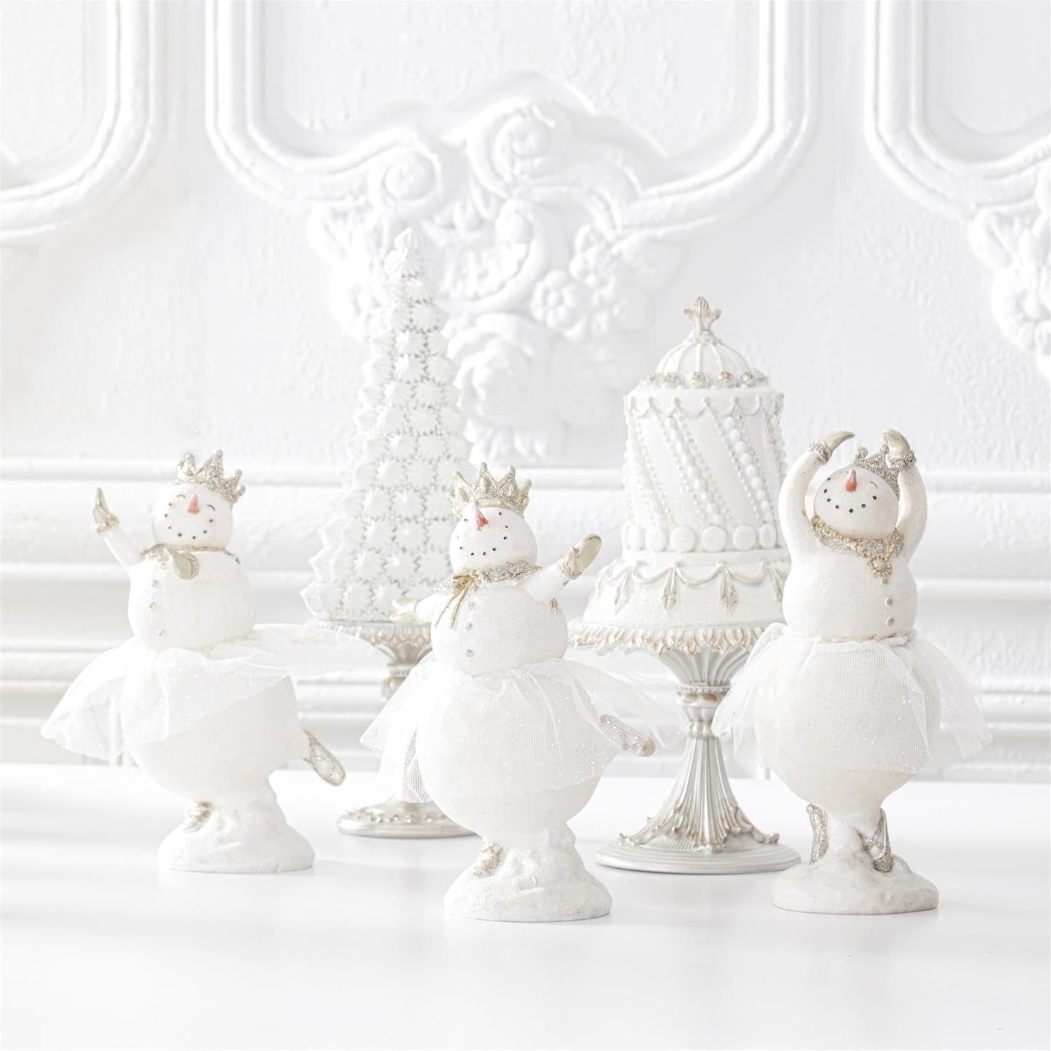 Glittered White Resin Cake on Silver Stand