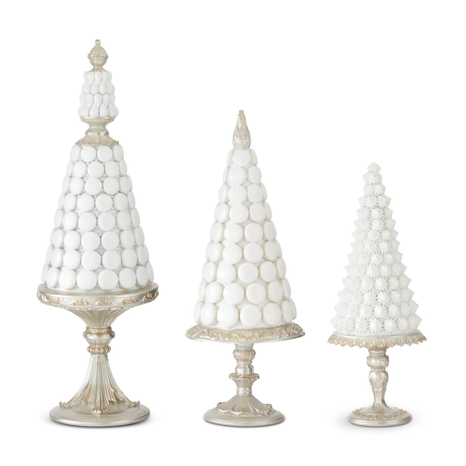 Glittered White Resin Cake on Silver Stand