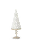 Glittered White Resin Cake on Silver Stand 14.5"
