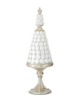 Glittered White Resin Cake on Silver Stand 21.25"