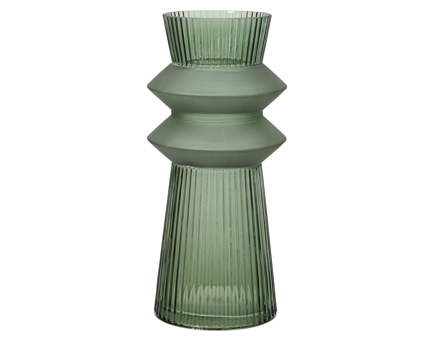 Retro-Inspired Green Glass Vase 10.4"