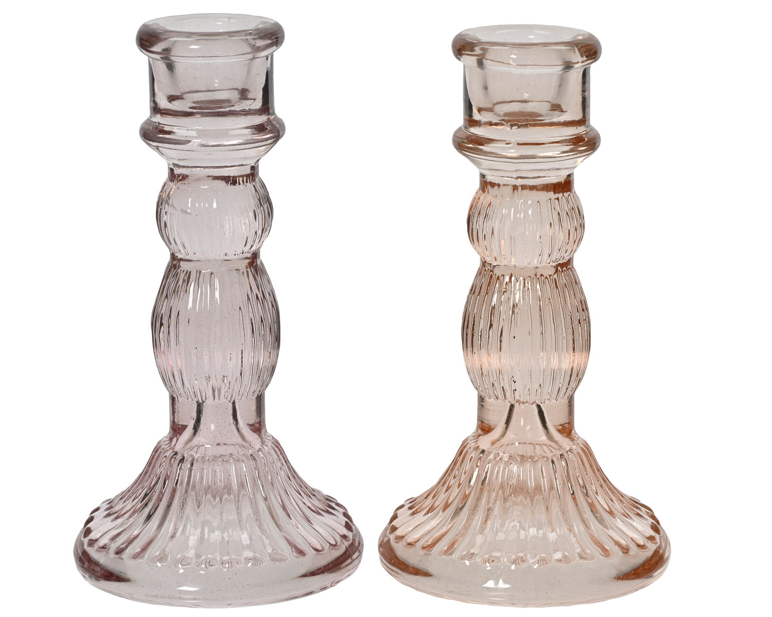 Pink or Peach Glass Candle Holder