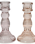Pink or Peach Glass Candle Holder