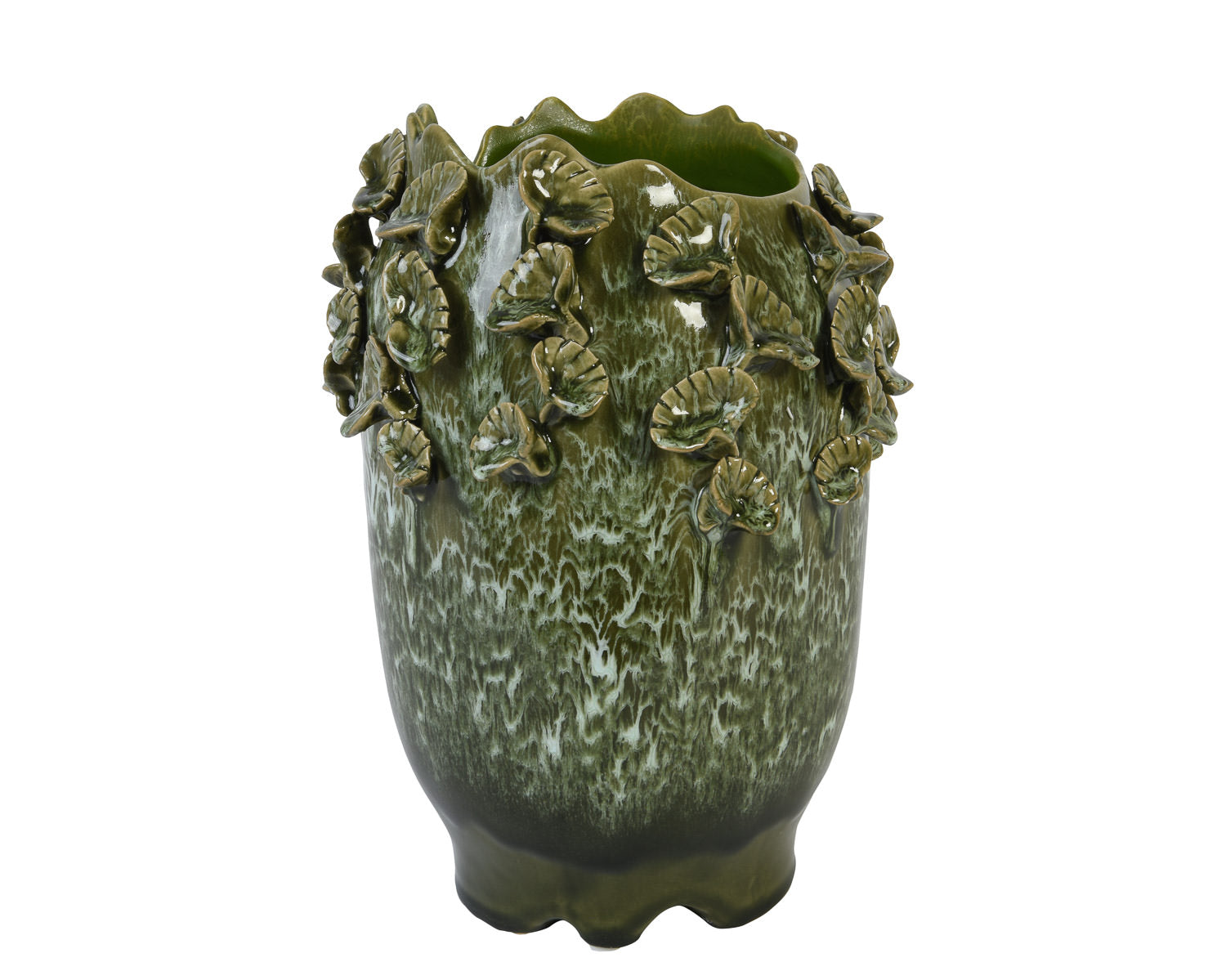 Ceramic Green Leaf Vase Medium
