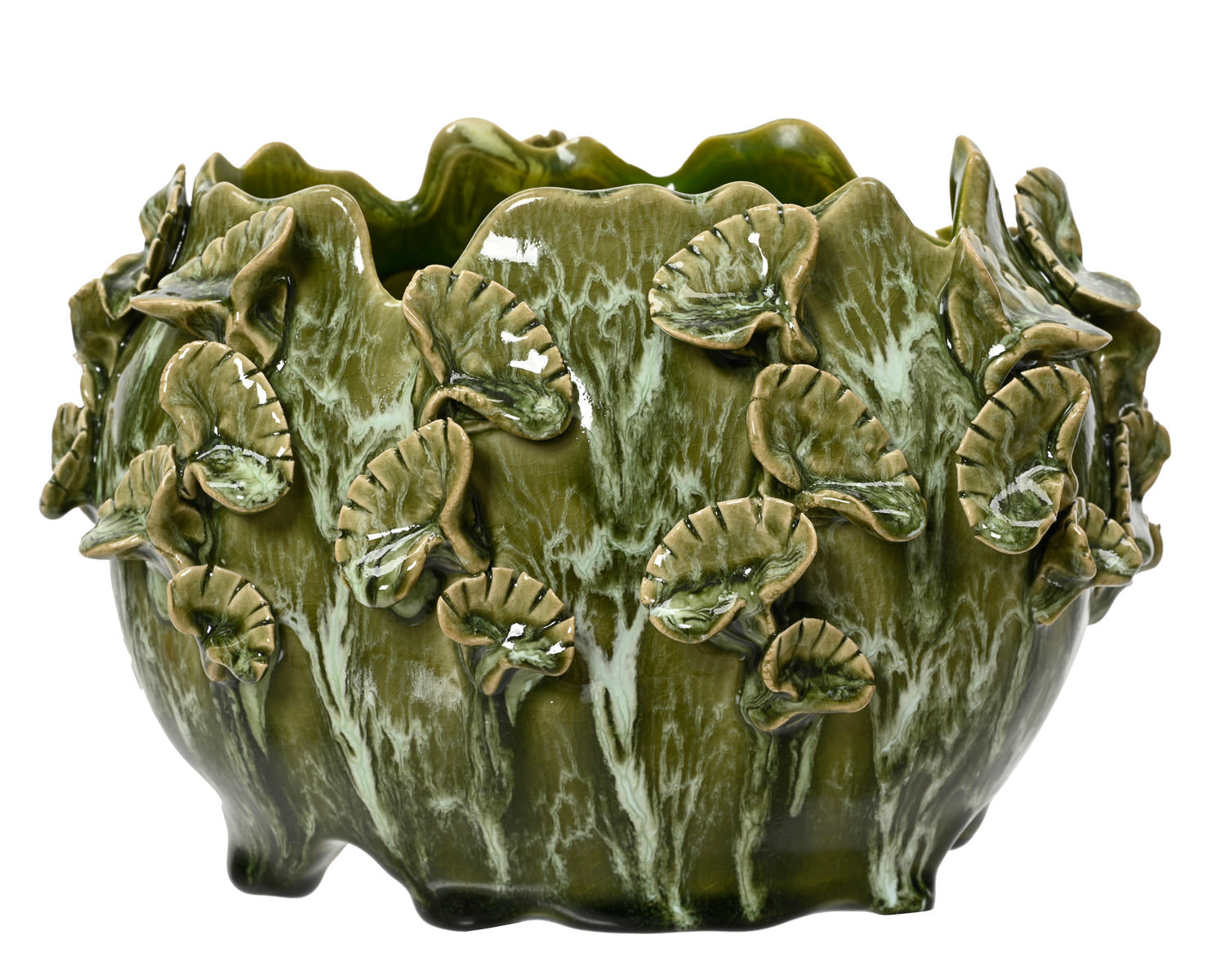 Ceramic Green Leaf Vase Small