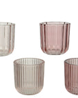 Ribbed Tea Light Holder in Pink or Clear