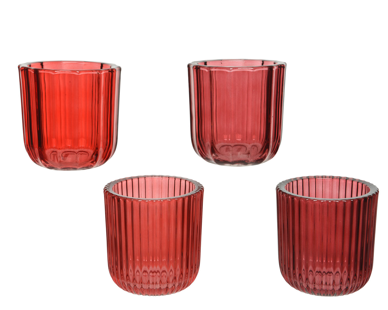 Red Ribbed Tea Light Holder