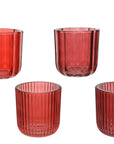 Red Ribbed Tea Light Holder