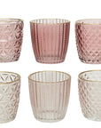 Assorted Pattern Blush and Peach Tea Light Holders
