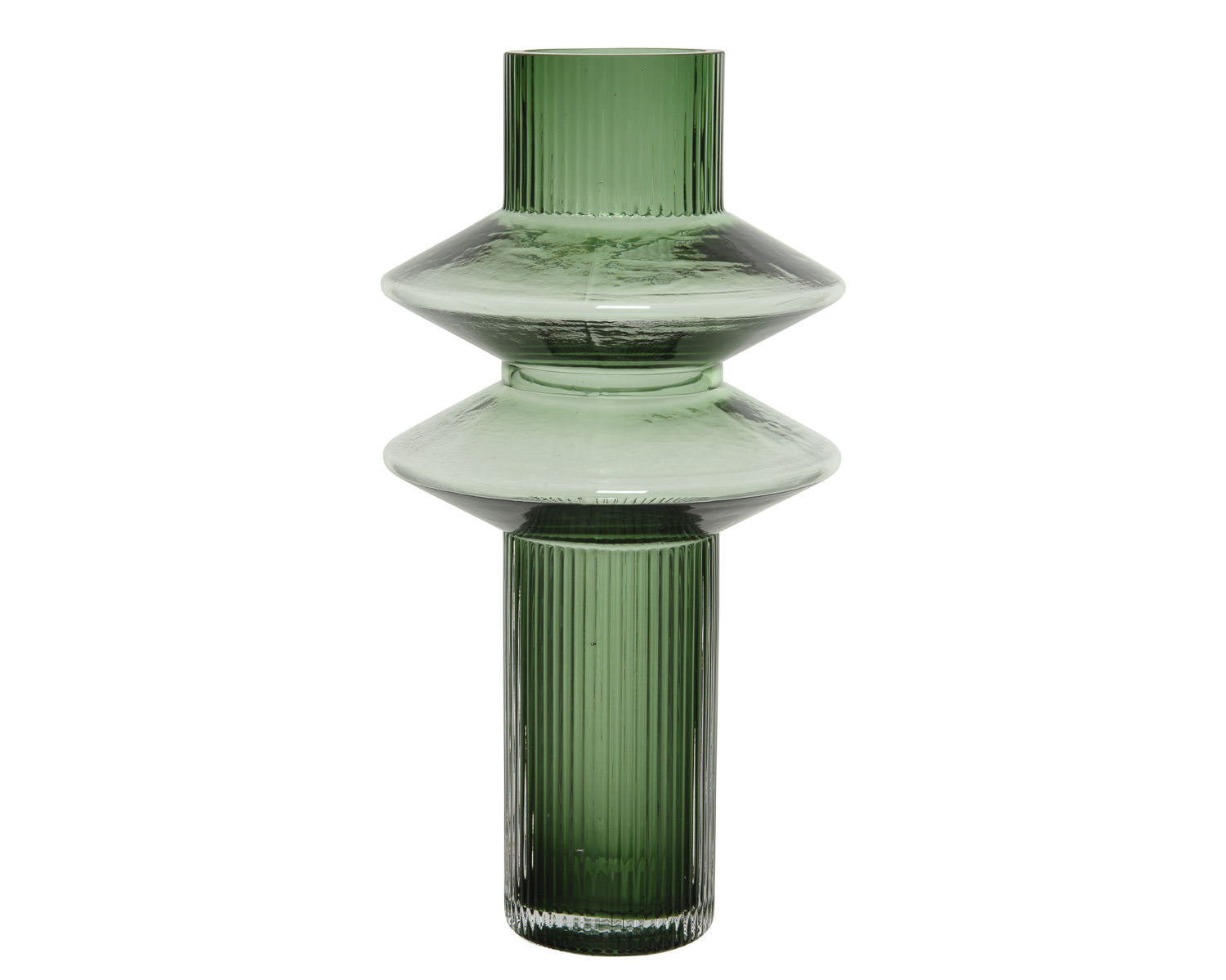 Green Glass Relief Vase