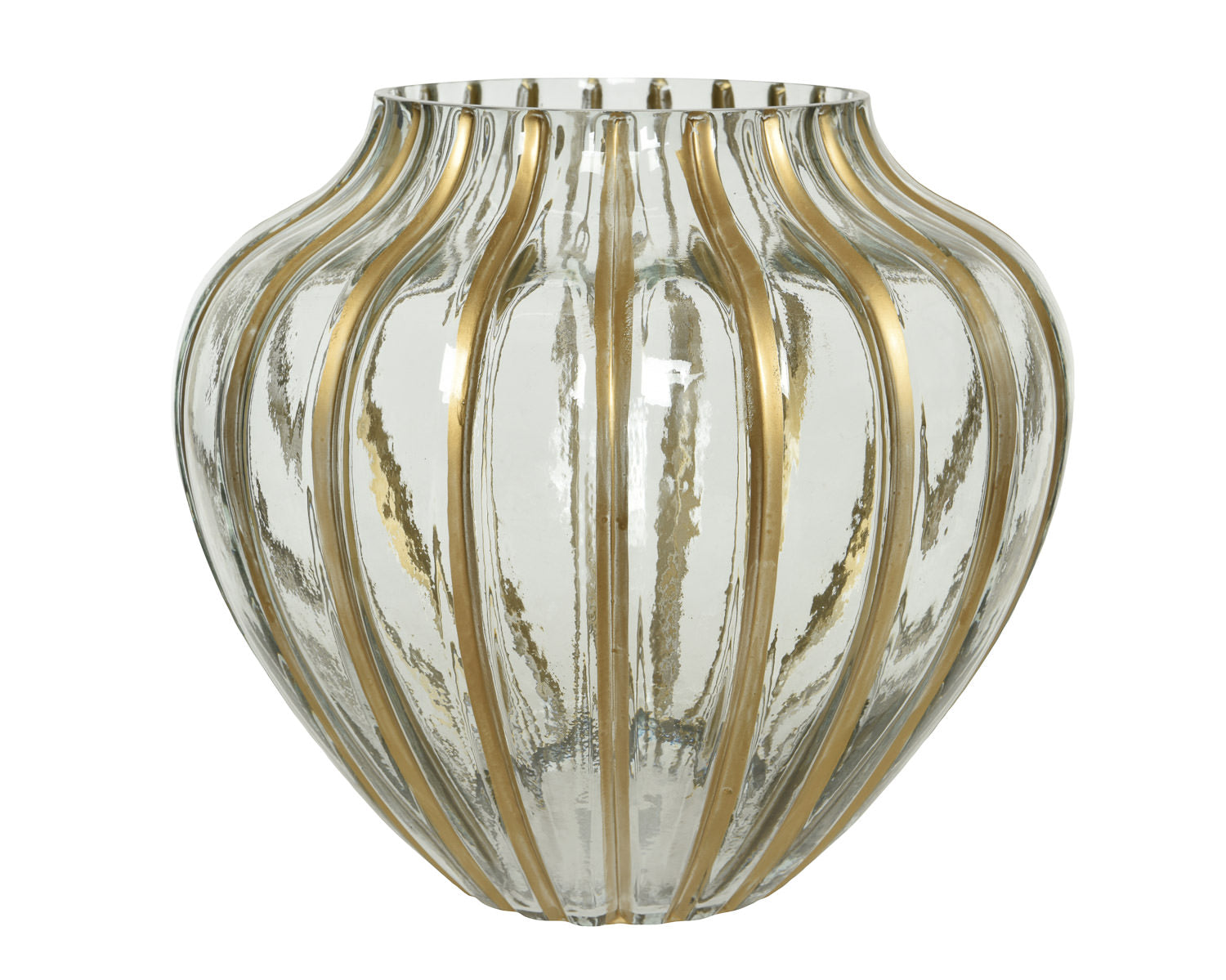Clear Gold-Striped Vase