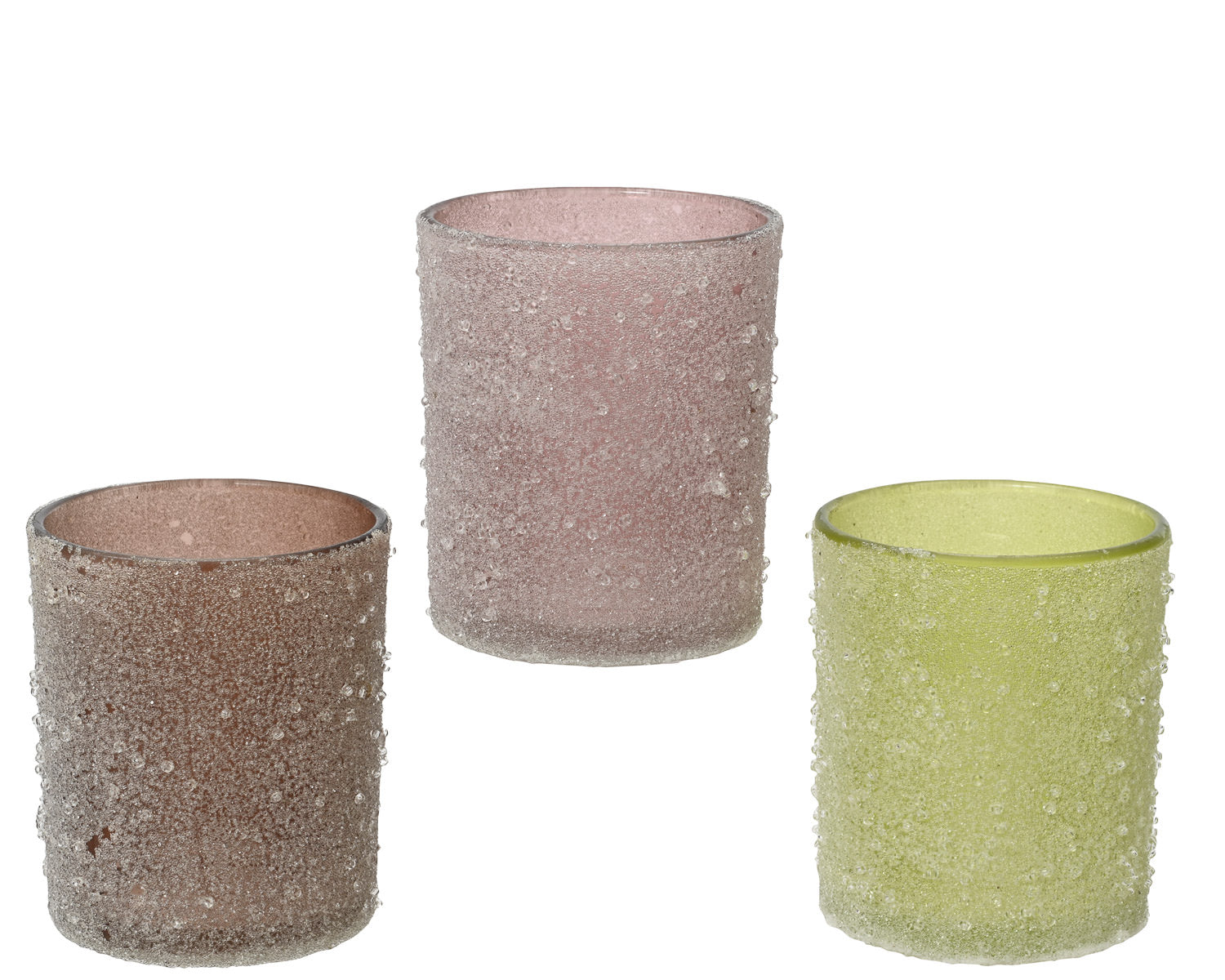 Pink or Green Frosted Glass Tealight Holders