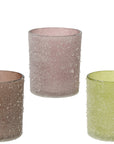 Pink or Green Frosted Glass Tealight Holders