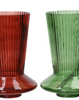 Red and Green Glass Vases