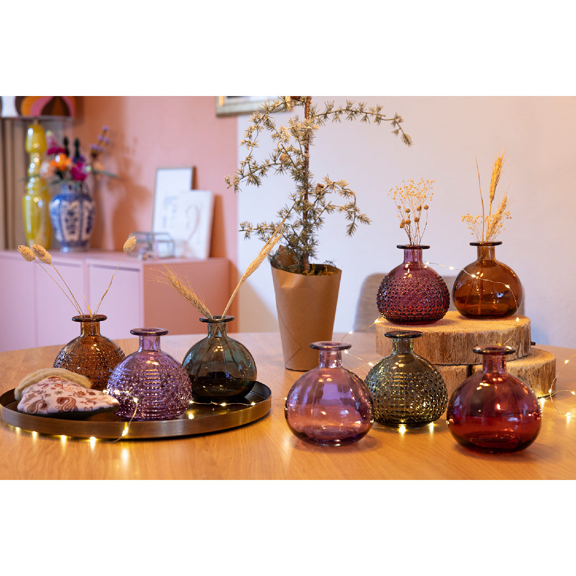 Glass Ball Vases in Assorted Colors