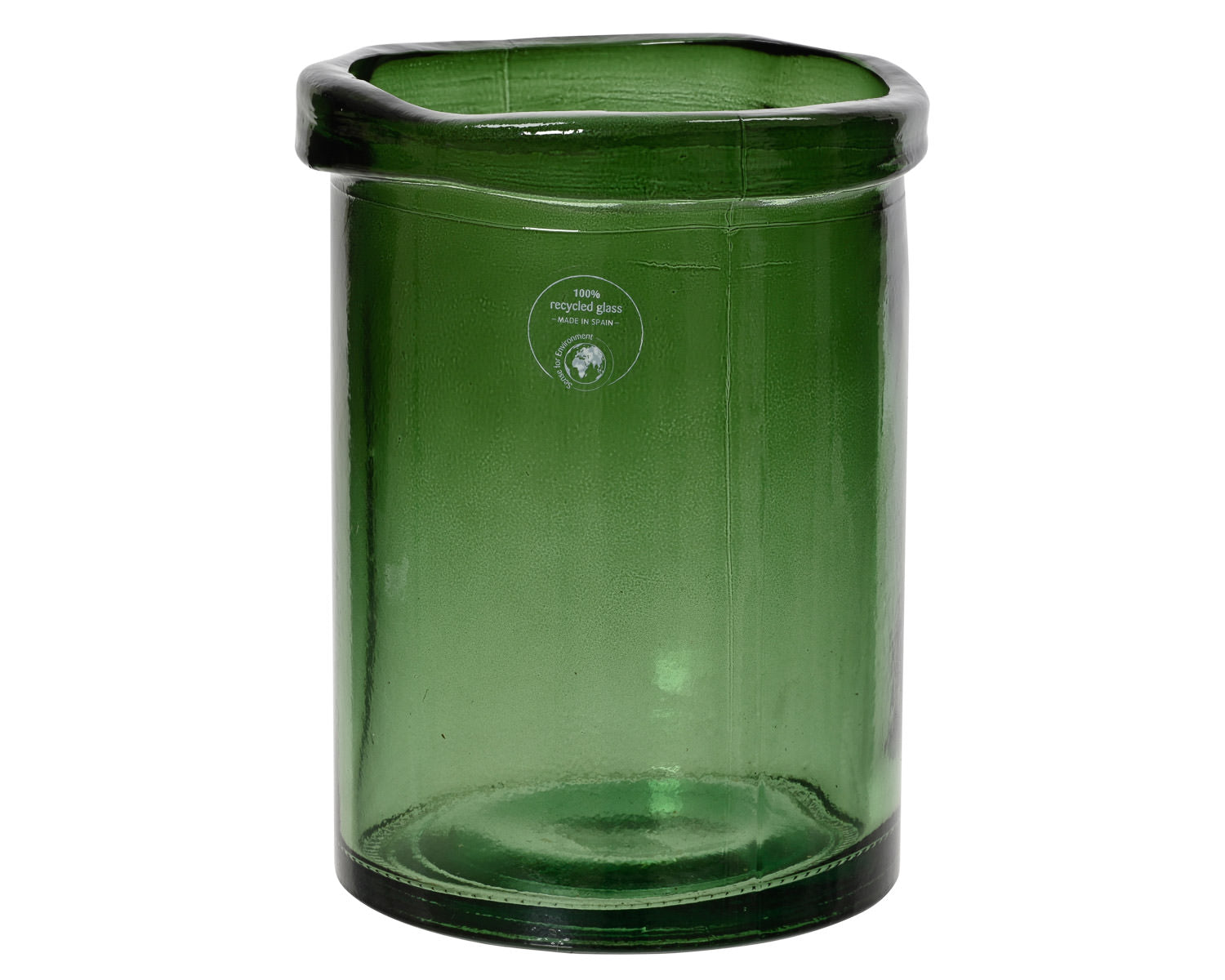 Green Recycled Glass Vase Short