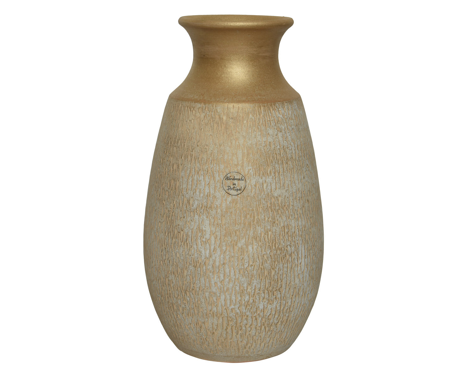 Handmade Terracotta Vase with Gold Rim