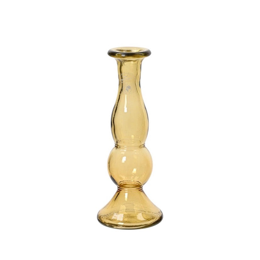 Recycled Glass Candle Holders Yellow Oblong