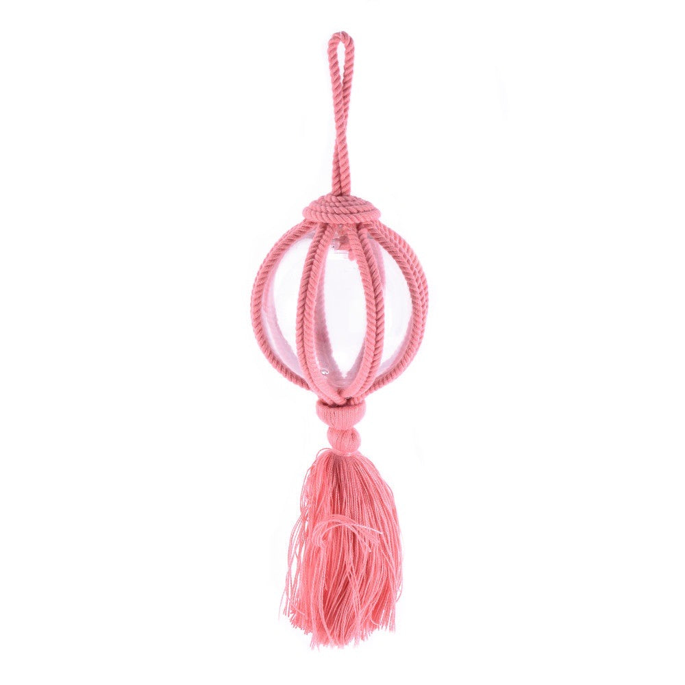 Glass Ornament with Pink Tassel