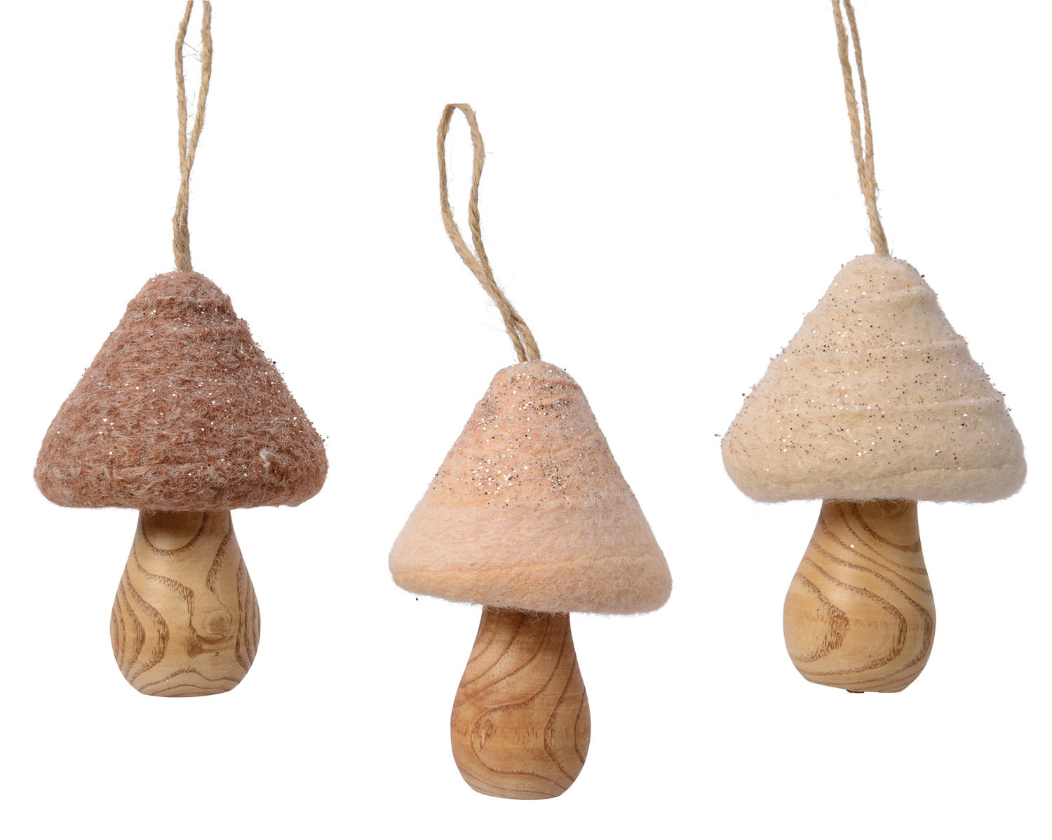 Unbleached Felt Mushroom Ornament