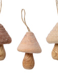Unbleached Felt Mushroom Ornament