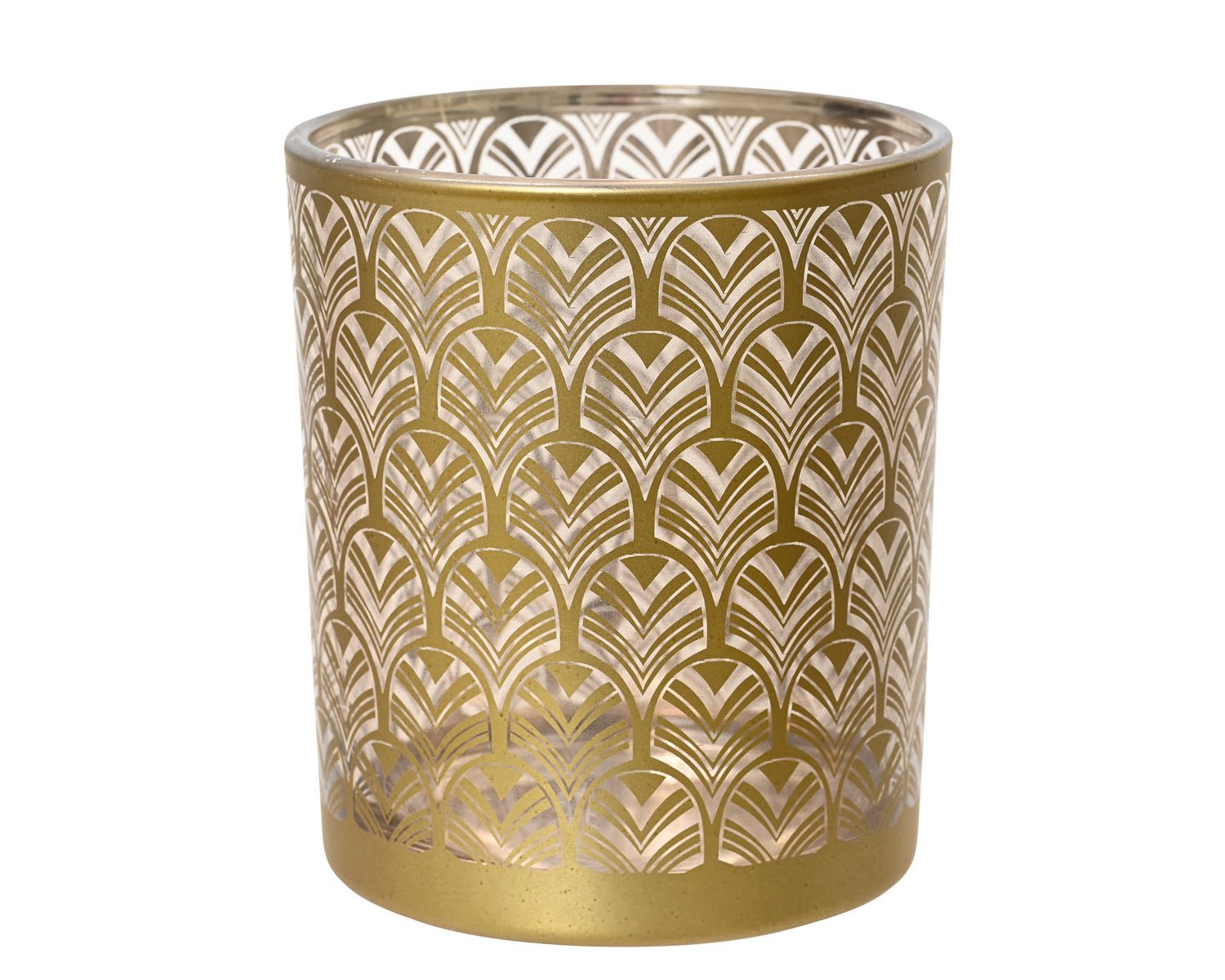 Art Deco Gold Metal Tea Light Holder Medium