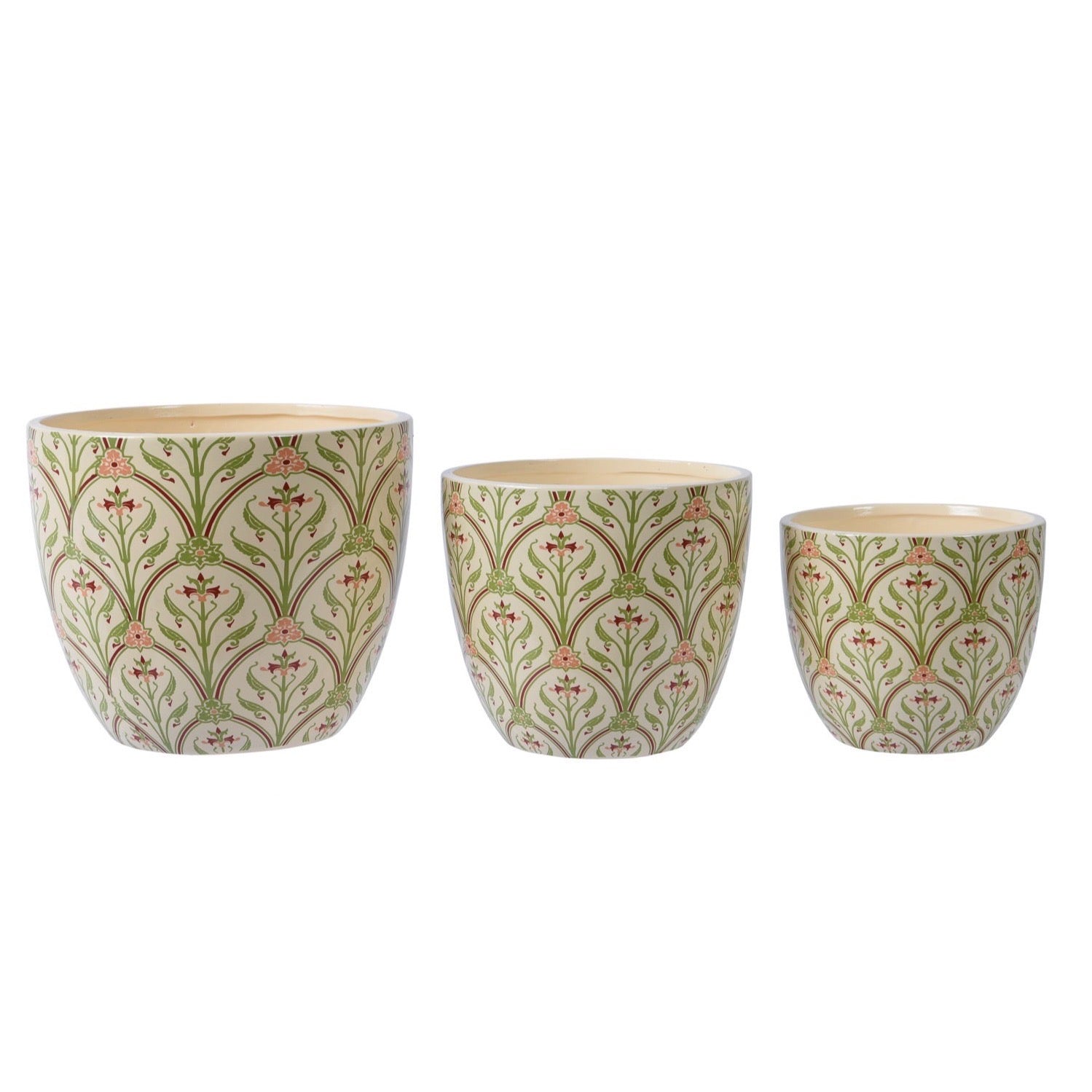 Art Deco-Inspired Terracotta Planter Set Green