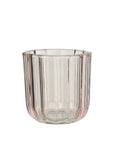 Ribbed Tea Light Holder in Pink or Clear Clear Wide Stripes