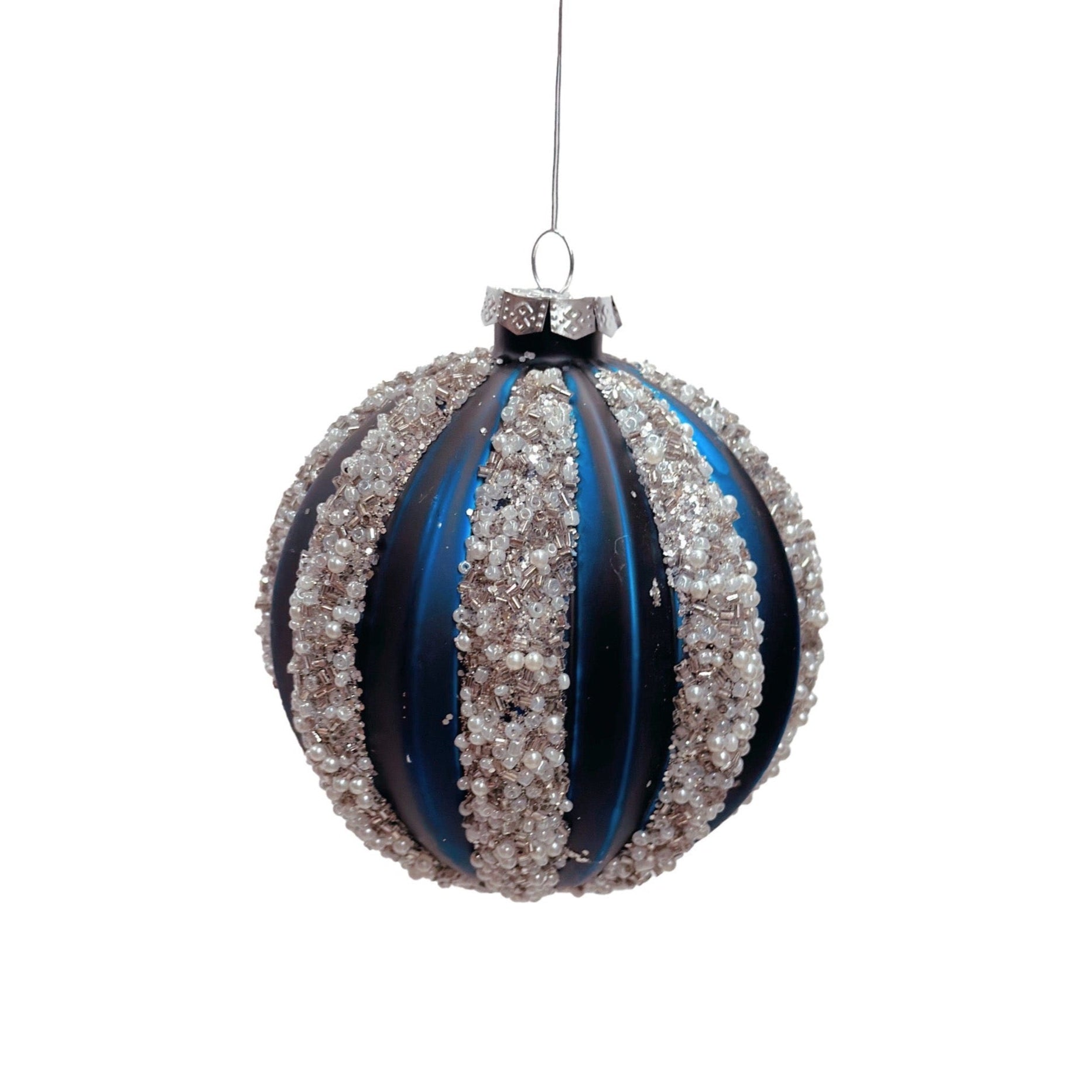 Peacock Blue and Pearl Round Ornament