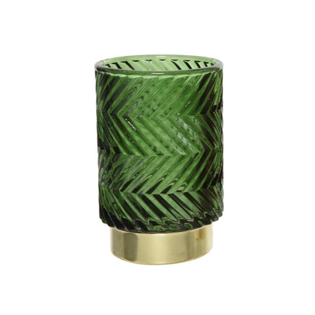 Tea Light Holders in Holiday Colors Green Chevron