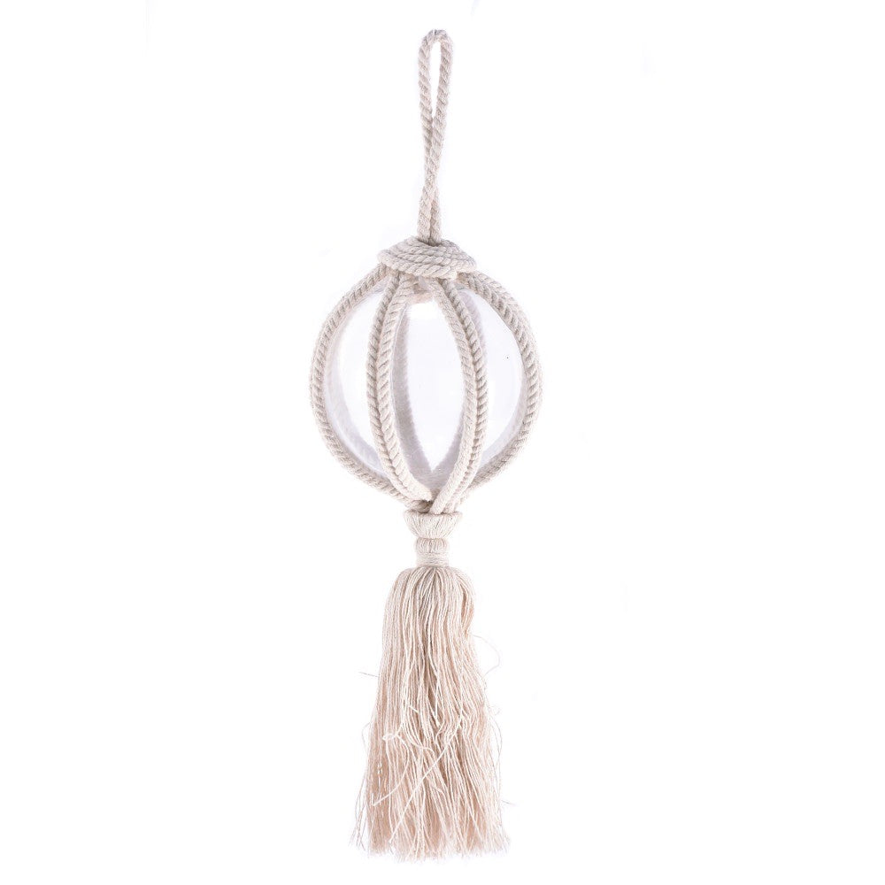 Glass Ball Ornament with White Tassle