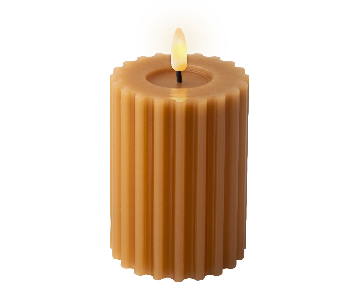 LED Wick Candle In Mustard Yellow 4.8"H