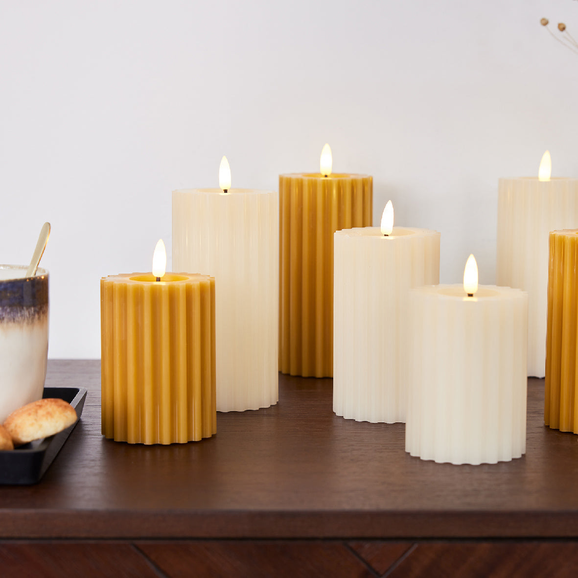 LED Wick Candle In Mustard Yellow