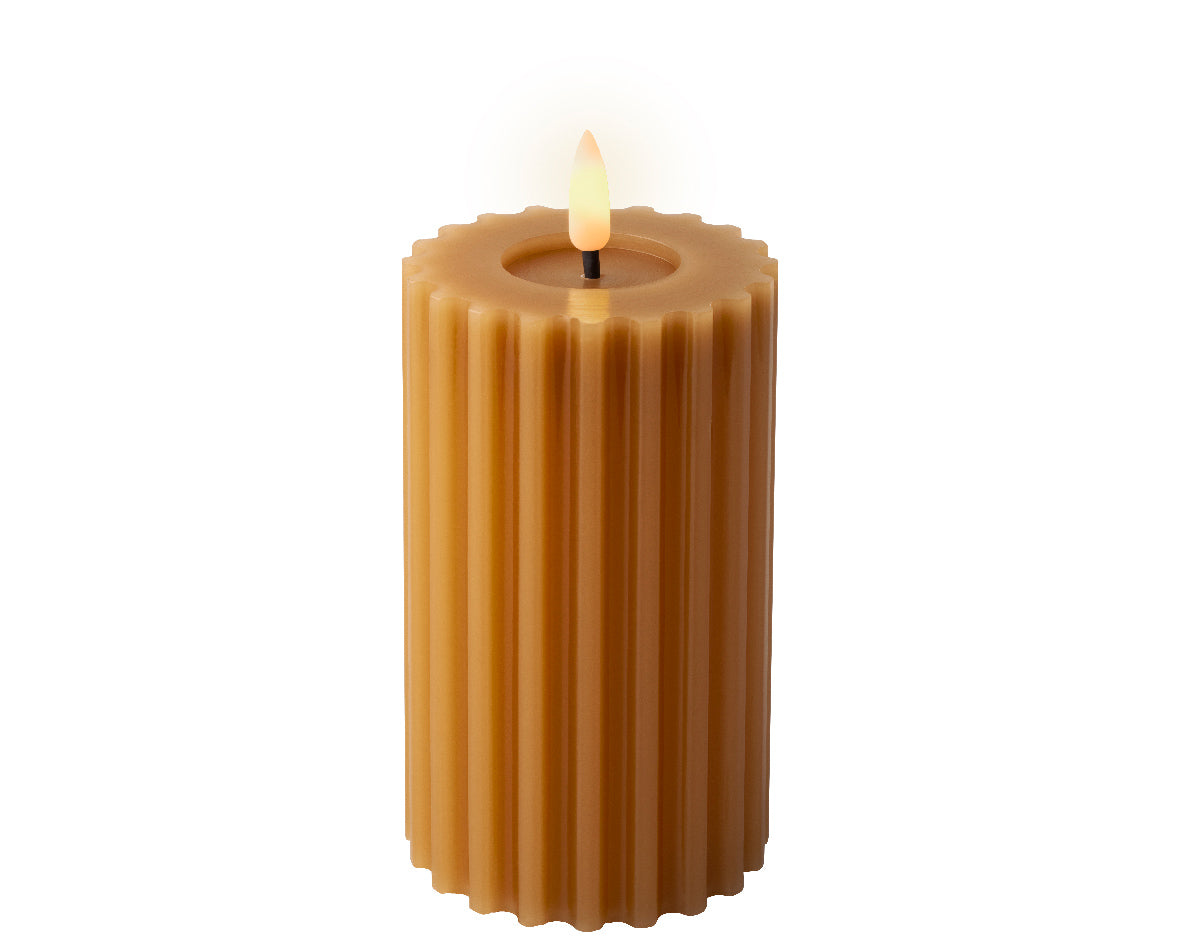 LED Wick Candle In Mustard Yellow 5.7"H