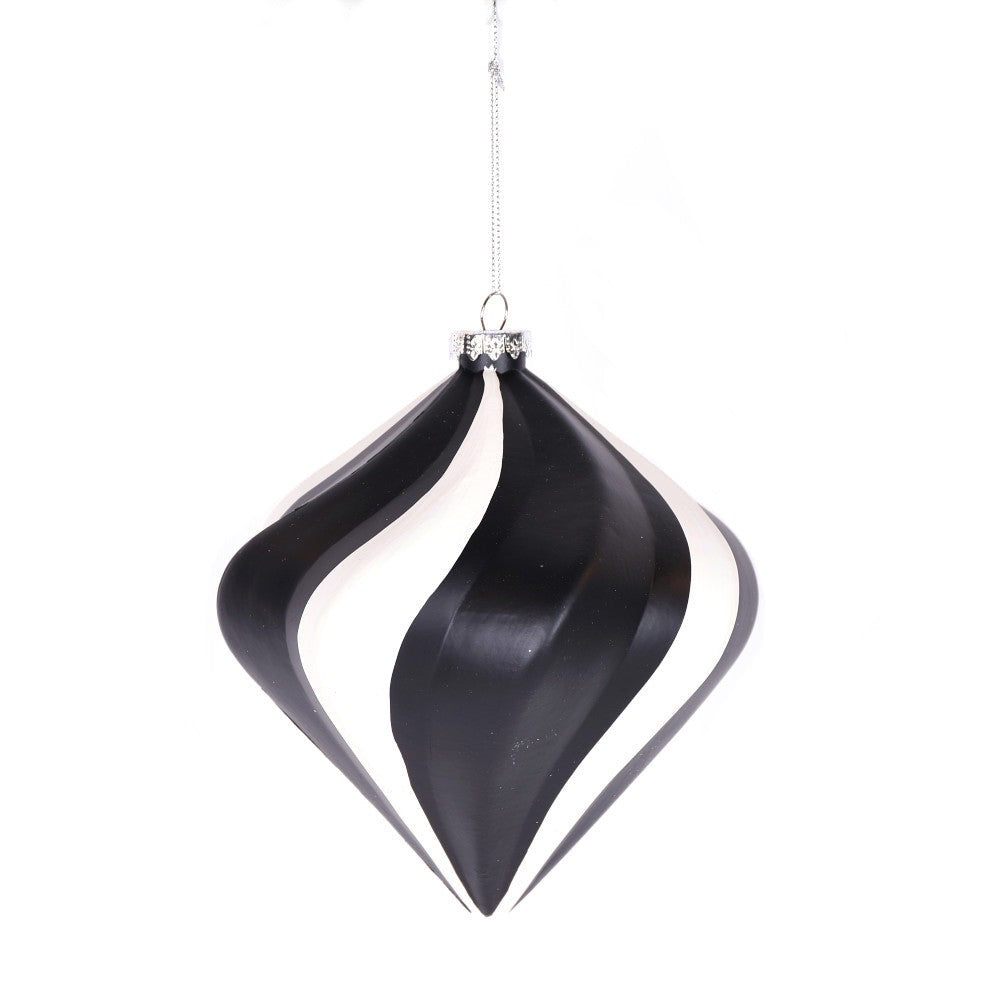 Black and White Onion Drop Ornament
