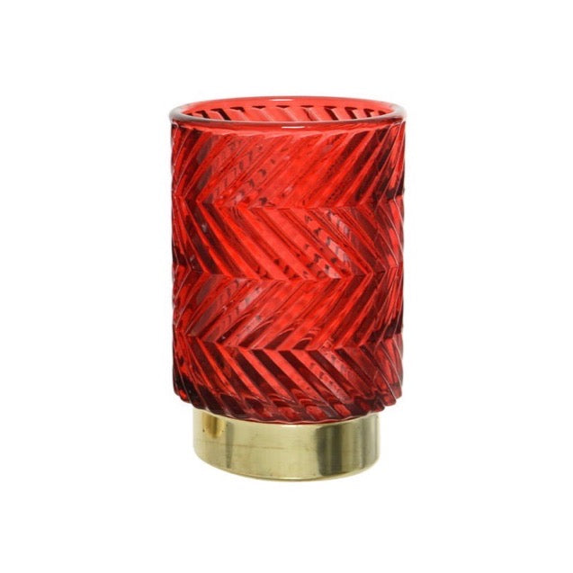Tea Light Holders in Holiday Colors Red Chevron