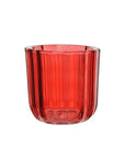 Red Ribbed Tea Light Holder Cherry Red Wide Stripes