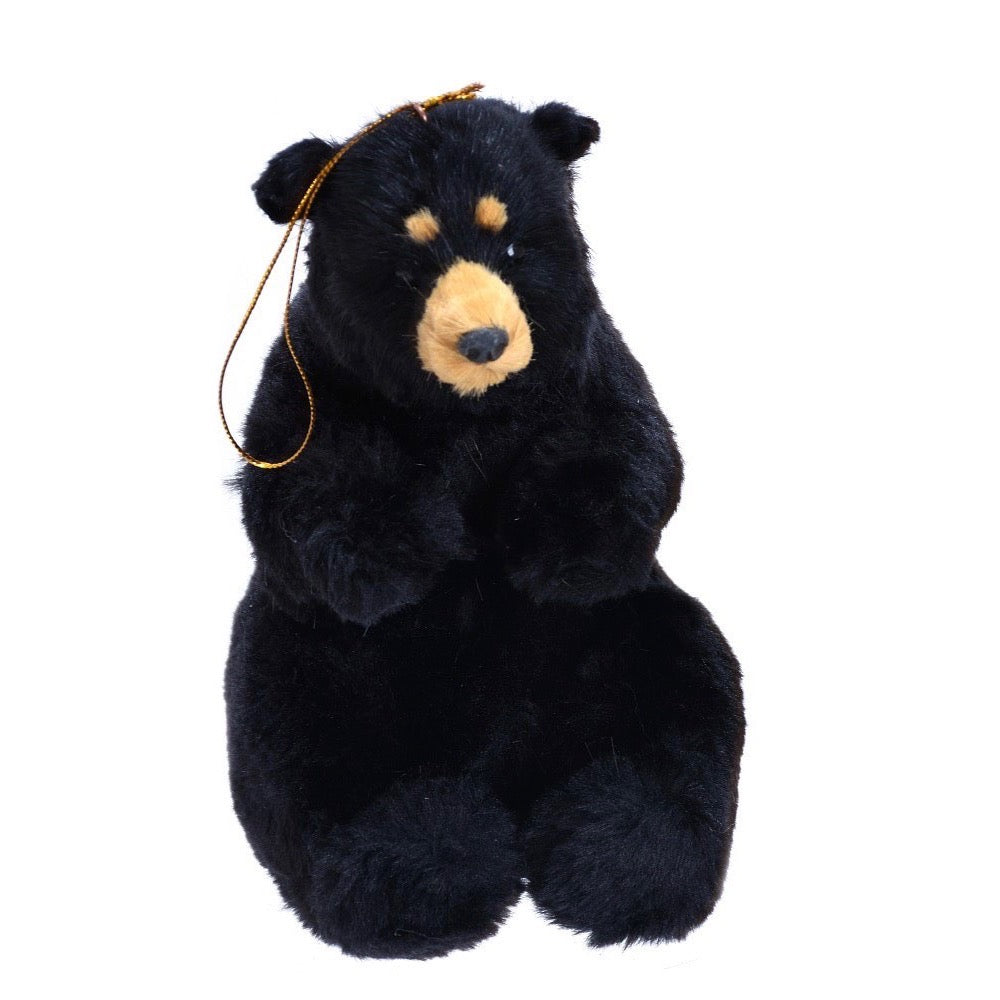 Plush Black Bear Ornament Sitting