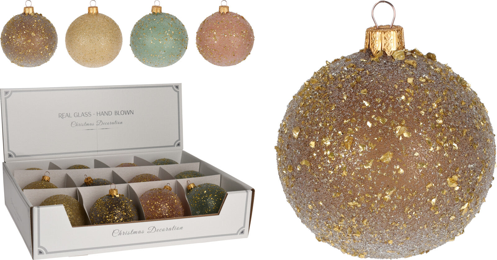 Muted Colors Glass Ornament Set