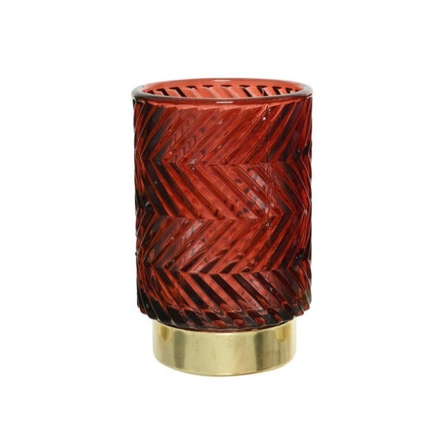 Tea Light Holders in Holiday Colors Burgundy Chevron
