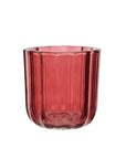Red Ribbed Tea Light Holder Deep Red Wide Stripes