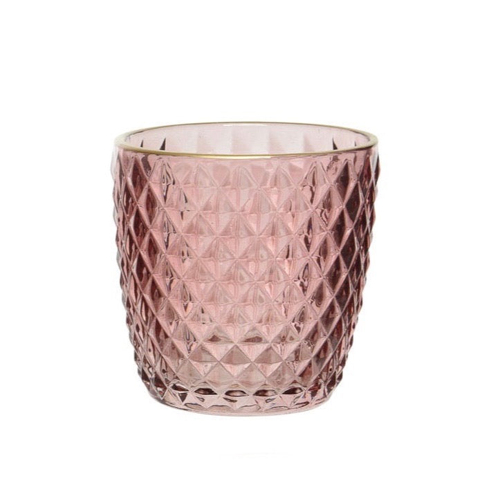 Assorted Pattern Blush and Peach Tea Light Holders Pink Square
