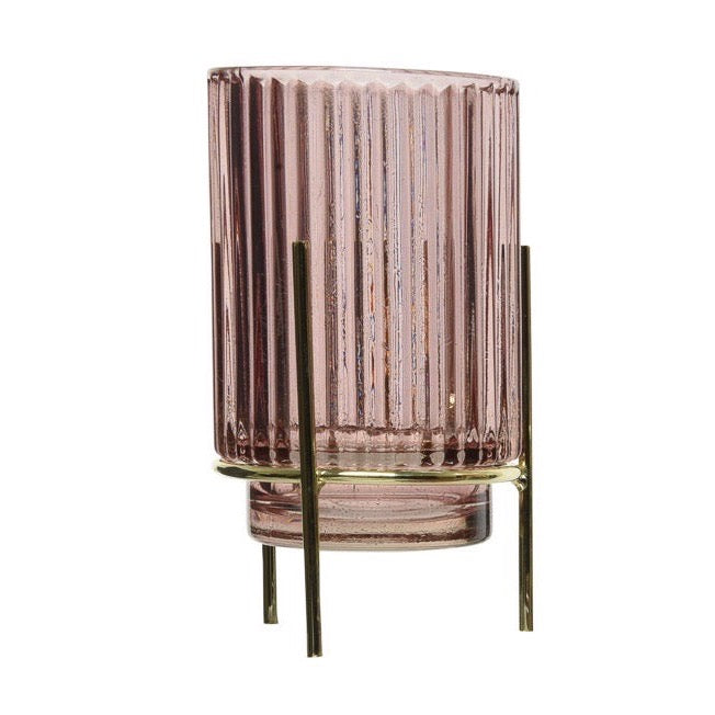 Blush Pink or Purple Tea Light Holders Purple Stripe