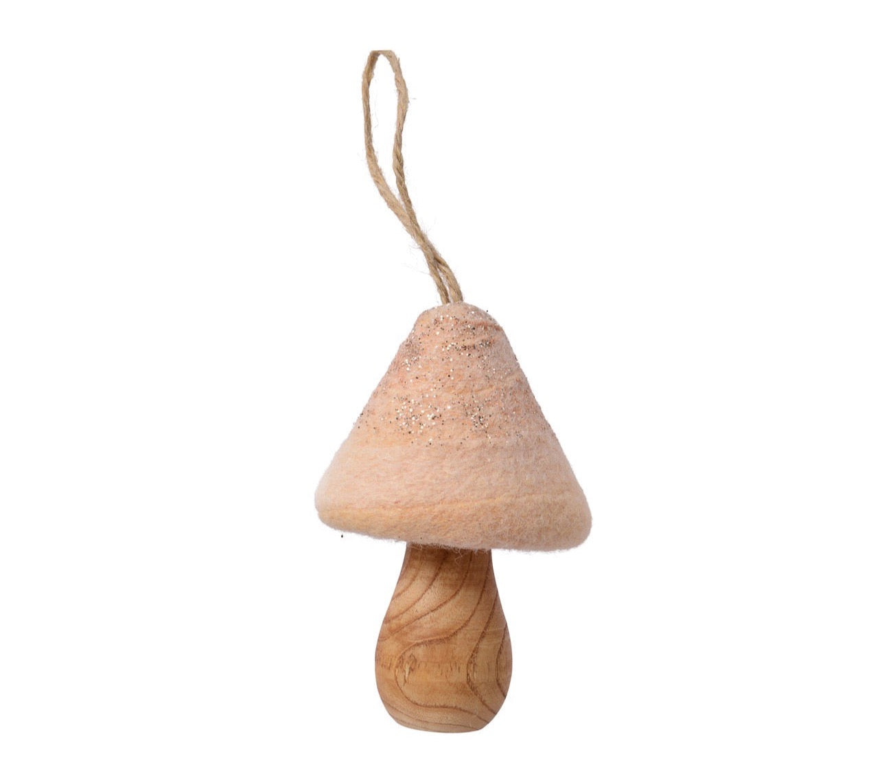 Unbleached Felt Mushroom Ornament Pink