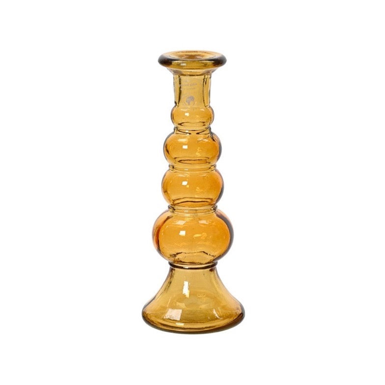 Recycled Glass Candle Holders Yellow Bubble