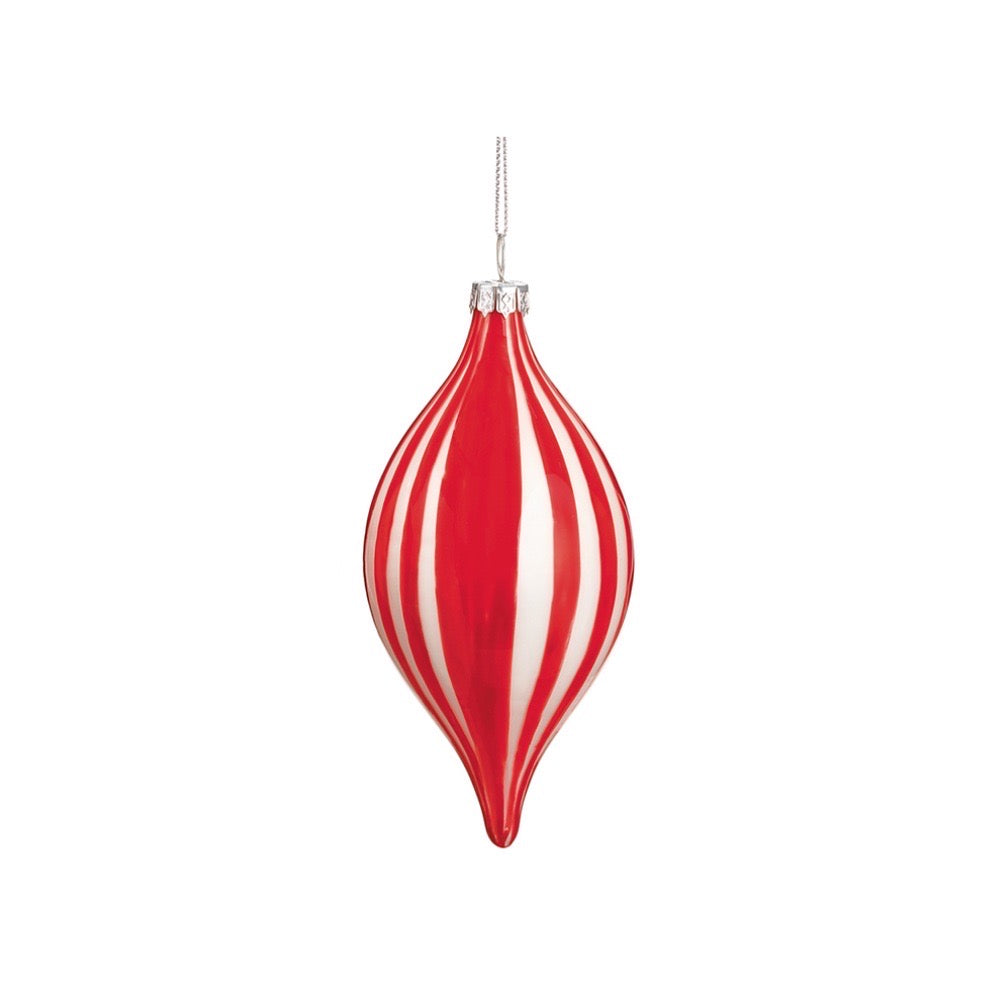 Candy-Striped Glass Ornament set of three Finial