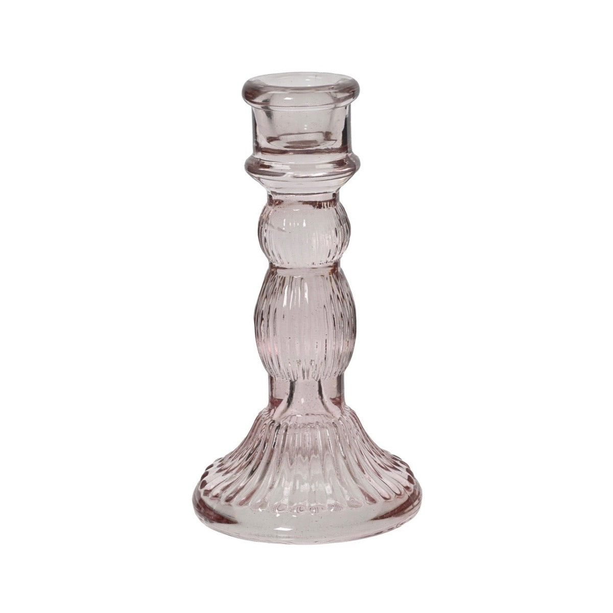 Pink or Peach Glass Candle Holder Pink