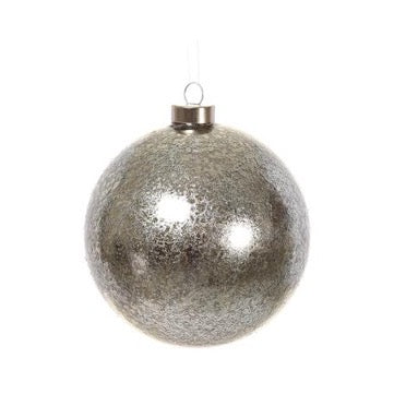 Glass Ball Ornament in Burnished Silver