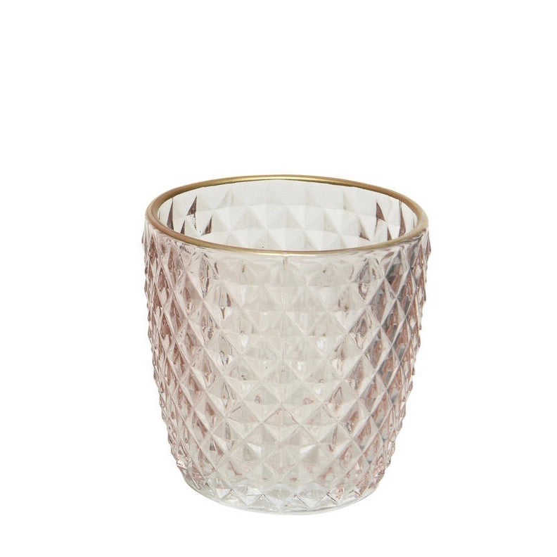 Assorted Pattern Blush and Peach Tea Light Holders Peach Square